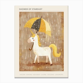 Unicorn Under An Umbrella Muted Pastels 1 Poster Canvas Print