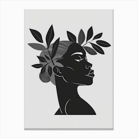 African Woman With Leaves In Her Hair Canvas Print