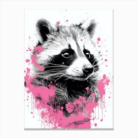 Pink Raccoon Illustration 3 Canvas Print