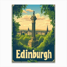 Aihrgdesign A Mid Century Modern Travel Poster For Edinburgh 3 Canvas Print