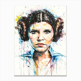 Princess Leia From Star Wars Watercolor Canvas Print