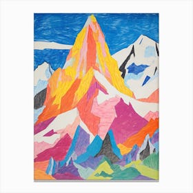Masherbrum Pakistan 1 Colourful Mountain Illustration Canvas Print