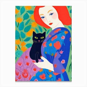 Woman With A Cat Canvas Print