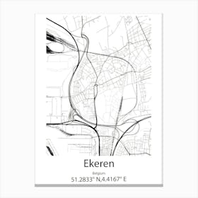 Ekeren,Belgium Minimalist Map Canvas Print