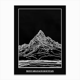 Beinn Mhanach Mountain Line Drawing 1 Poster Canvas Print