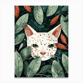 Cat In Leaves 1 Canvas Print