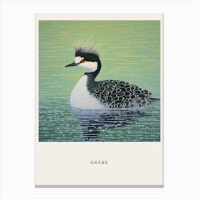 Ohara Koson Inspired Bird Painting Grebe 4 Poster Canvas Print