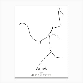 Ames,Spain Minimalist Map Lienzos