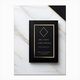 Black Card Engagement Invitation Featuring A Sleek Modern Geometric Design Bathed In A Luxurious G (5) Canvas Print