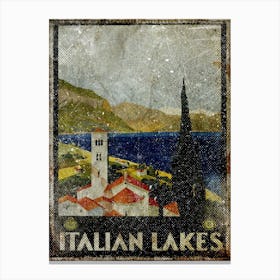 Vintage Travel Poster ― Italian Lakes Travel Poster Canvas Print