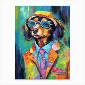 Dog'S Glamorous Palette; Oil Painted Tails Canvas Print