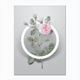 Vintage Pink Agatha Rose Minimalist Flower Geometric Circle on Soft Gray n.0147 Canvas Print