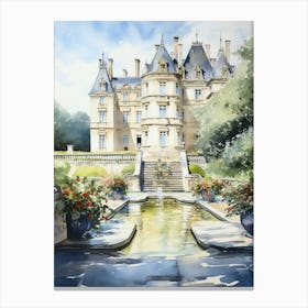 Château De Villandry Gardens, France Watercolour 3 Canvas Print