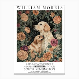 William Morris Print Dog Mamma Puppy Portrait Valentines Mothers Day Gift Botanical Canvas Print