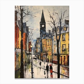 Vintage Winter Painting Glasgow United Kingdom Canvas Print