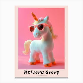 Toy Unicorn In Sunglasses Pastel 1 Poster Canvas Print
