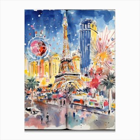 The Cosmopolitan Of Las Vegas   Las Vegas, Nevada   Resort Storybook Illustration 1 Canvas Print