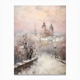 Dreamy Winter Painting Krakow Poland 3 Canvas Print