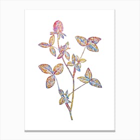 Stained Glass Pink Clover Mosaic Botanical Illustration on White n.0134 Canvas Print