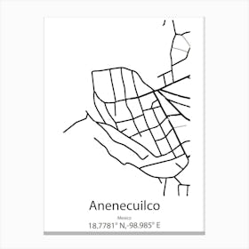 Anenecuilco,Mexico Minimalist Map Canvas Print