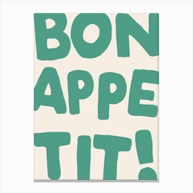 Bon Appetit | Teal and Cream Canvas Print