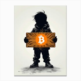 Bitcoin Kid Holding a Circuit Canvas Print