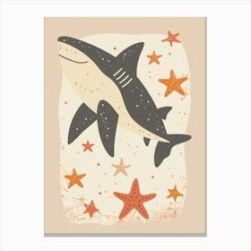 Shark & Starfish Muted Pastels 2 Canvas Print