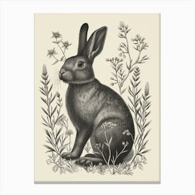 Beveren Blockprint Rabbit Illustration 1 Canvas Print