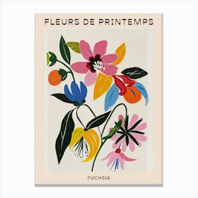 Spring Floral French Poster  Fuchsia 3 Canvas Print