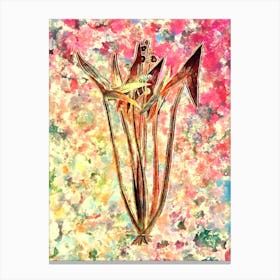Impressionist Arrowhead Botanical Painting in Blush Pink and Gold Canvas Print