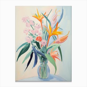 A Vase With Bird Of Paradise, Flower Bouquet 4 Canvas Print