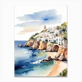 Spanish Ibiza Travel Poster Watercolor Painting (9) Canvas Print