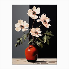 Bouquet Of Japanese Anemone Flowers, Autumn Fall Florals Painting 2 Canvas Print