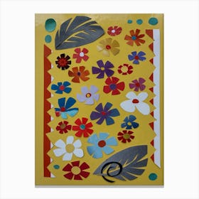 Flowers On A Yellow Background Canvas Print