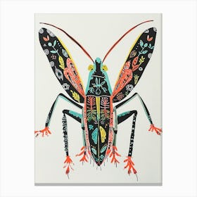 Colourful Insect Illustration Cricket 2 Canvas Print