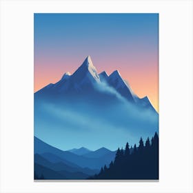 Misty Mountains Vertical Composition In Blue Tone 122 Canvas Print