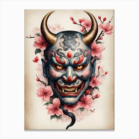 Floral Irezumi The Traditional Japanese Tattoo Hannya Mask (18) Canvas Print