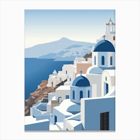 Santorini, Greece, Graphic Illustration 3 Canvas Print