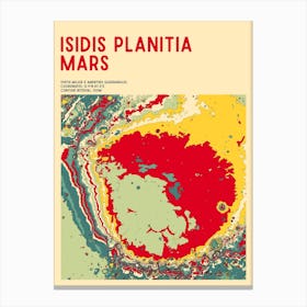 Isidis Planitia Mars (Perseverance Landing Site) Topographic Contour Map Canvas Print