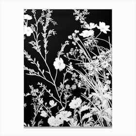 Great Japan Hokusai Black And White Flowers 13 Canvas Print
