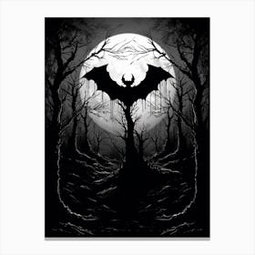 Silhouette Of Bats  Illustration 6 Canvas Print