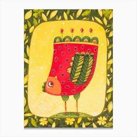 Fruit Bird on a bright plant background Stampe su tela