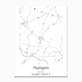 Hungen,Germany Minimalist Map Canvas Print