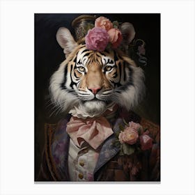 Tiger Art In Rococo Style 4 Canvas Print