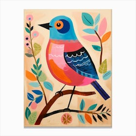 Pink Scandi Bluebird 3 Canvas Print