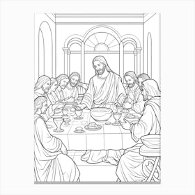 Line Art Inspired By The Last Supper 6 Canvas Print