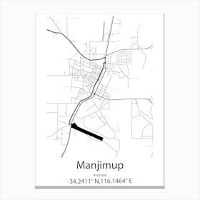 Manjimup,Australia Minimalist Map Canvas Print