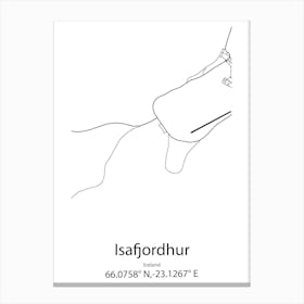 Isafjordhur,Iceland Minimalist Map Canvas Print