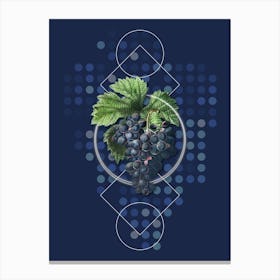 Vintage Grape Vine Botanical with Geometric Line Motif and Dot Pattern n.0091 Canvas Print