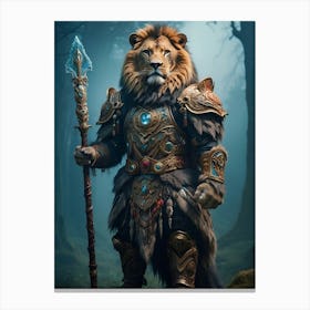 Lion In The Forest Canvas Print